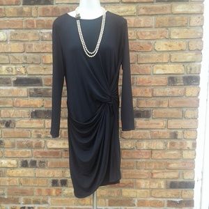 H by Halston Black Jersey Assymetrical Dress Sz 8